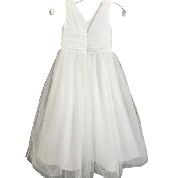 Nwot Girls Treasure White Chiffon/Tulle Full Skirt Sleeveless Flower Girl Gown - Picture 5 of 16